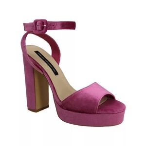 French Connection Taryn Vegan Suede Platform Sandals Pink Velvet 8 New in Box